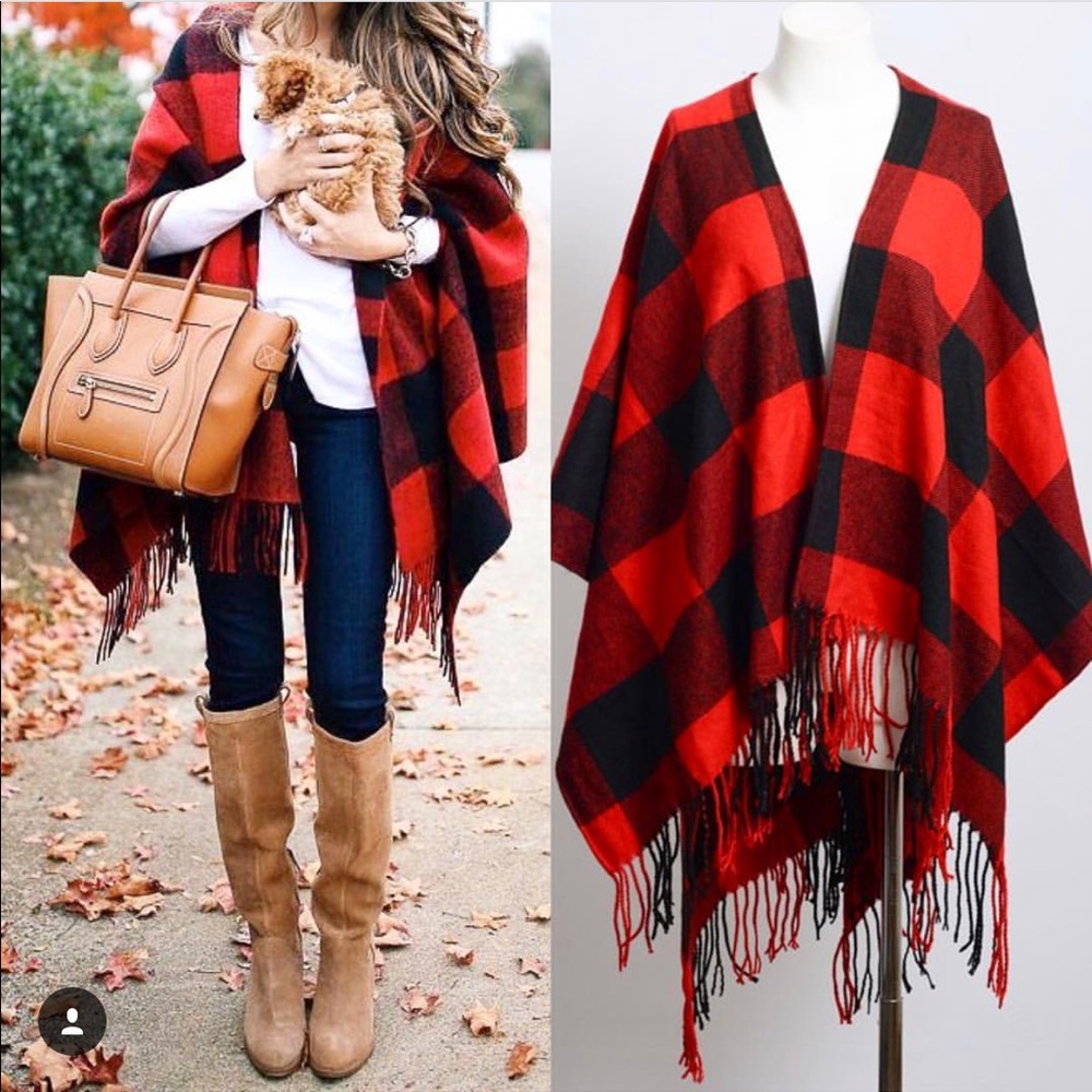 Pinterest Buffalo Plaid Poncho Scarf